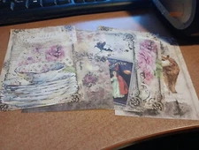 5X SHEETS NOSTALGIC/VINTAGE FOR SCRAPBOOKING/JOURNALS  +/- 13X9 CM (VIN1284)