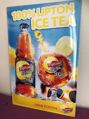VERY RARE LIPTON ICE TEA BOMBED TOLE PLATE