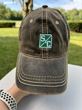 S/C on Green Unknown Logo Camouflage Cap Hat Adj. Port Authority Brand Worn