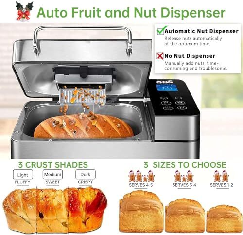 Pro Stainless Steel Bread Machine, 2LB 17-in-1 Programmable