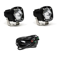 Baja Designs S1 LED Pod Lights Pair Clear Wide Cornering w/ Wire Harness 387805