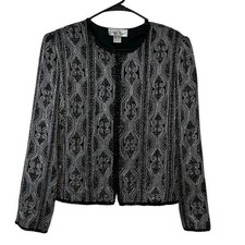 Laurence Kazar New York Vintage Silk Beaded Formal Evening Jacket Size L Glam