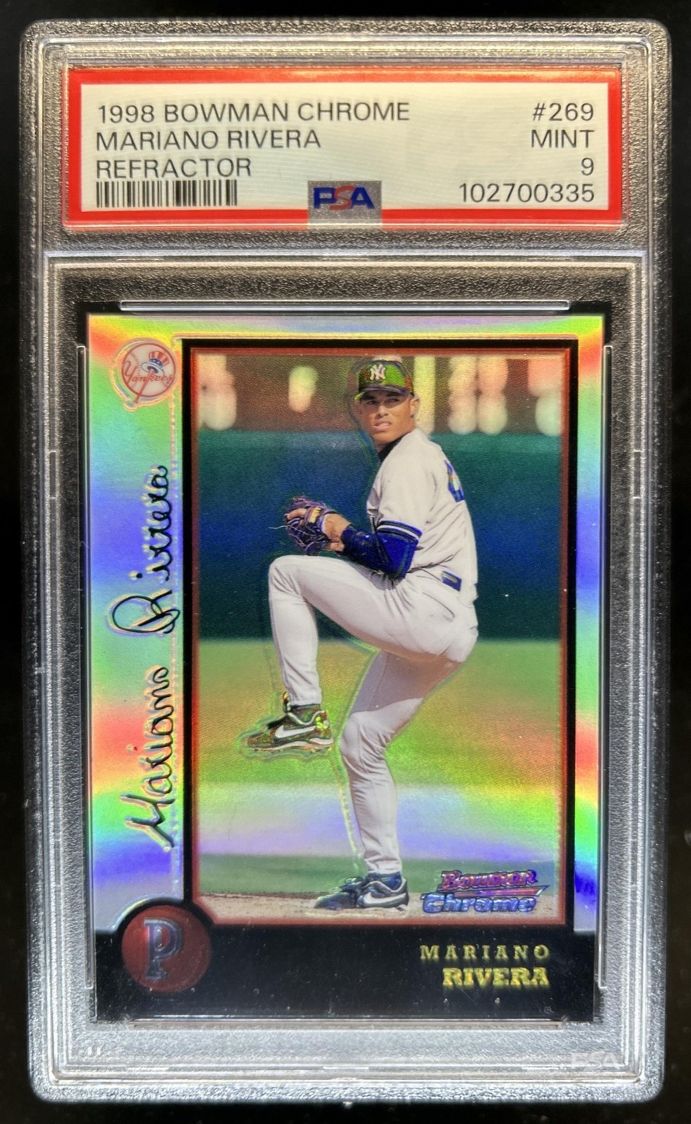 1998 Bowman Chrome Mariano Rivera Refractor #269 New York Yankees PSA 9