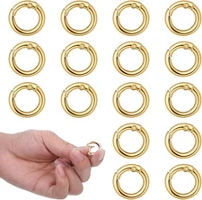 16 Pcs O Ring Keychain, 1/2 in Small Spring O Ring, Gold Snap Buckle gold 