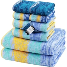  Bath Towel Set of 8 Include 2 Towel Set - 8Pc B03: Colorful - Starry Night