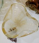 MURANO ART GLASS PINCHED GLASS ASHTRAY TRINKET bowl GOLD — photo 2