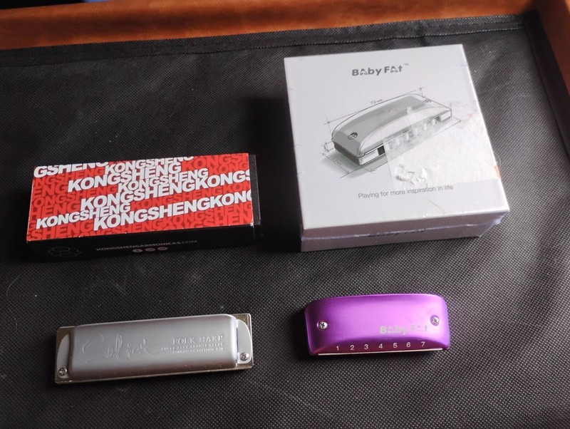 One Kongshen 10 holes Key of A + One Baby Fat Harmonica 7 Holes-For One Money