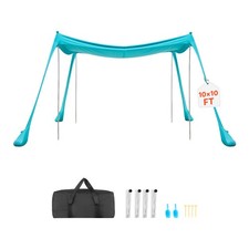 VEVOR Beach Tent Sun Shelter Portable Sun Shade Canopy 10 x 10 ft UPF50 Sandbag