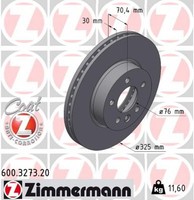 2X Zimmermann Bremsscheibe Coat Z 600.3273.20 FüR VW Crafter Bus SYI SYJ Camper