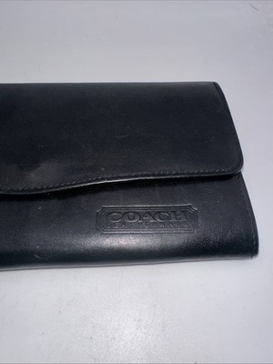 Legacy Vintage Coach Black Smooth Leather Long Wallet Nice Ykk 