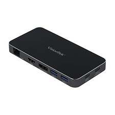 VisionTek VT400 Dual Display USB-C Docking Station with Power Passthrough 90...