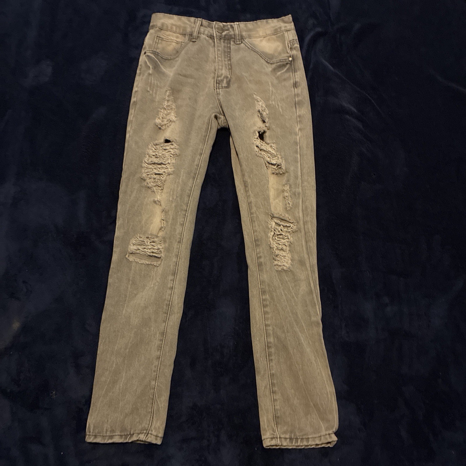 Beige Distressed Straight Leg Denim Jeans for men, Cotton, 5