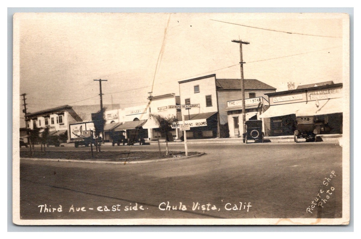 CHULA VISTA California RPPC San Diego Third Ave Street view 1922
