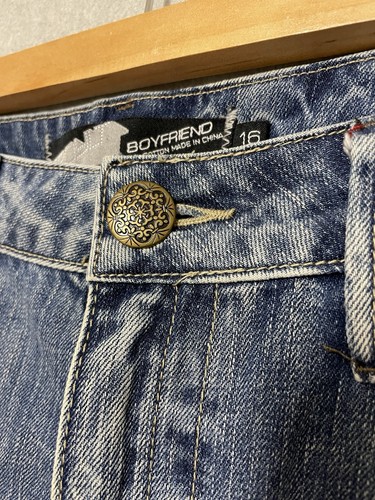 Y2K Vintage Spoylt Low Rise Boyfriend Jeans Womens Size 16 Blue Denim - Picture 9 of 15
