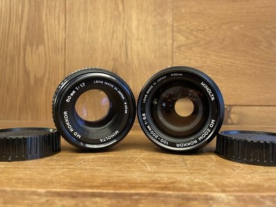 *2 Lens Set : Near Mint* Minolta MD Rokkor 50mm F/1.7 & Zoom 100-200mm F/5.6