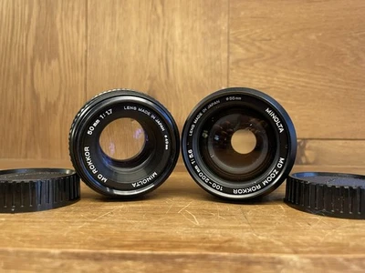 Lot De 2 Objectifs Minolta MD Rokkor 50mm f/1.7 Et Zoom 100-200mm f/5.6 - Photo 1/4