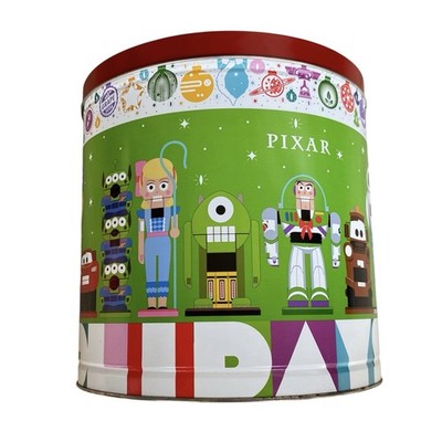 RARE DISNEY PIXAR HAPPY HOLIDAYS POPCORN TIN BUCKET  BUZZ WOODY EVE EMPTY USA