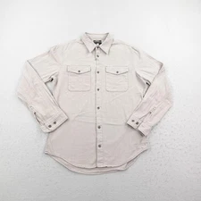 G Star Raw Shirt Mens Medium Beige Marine Slim Fit Long Sleeve Canvas Button Up