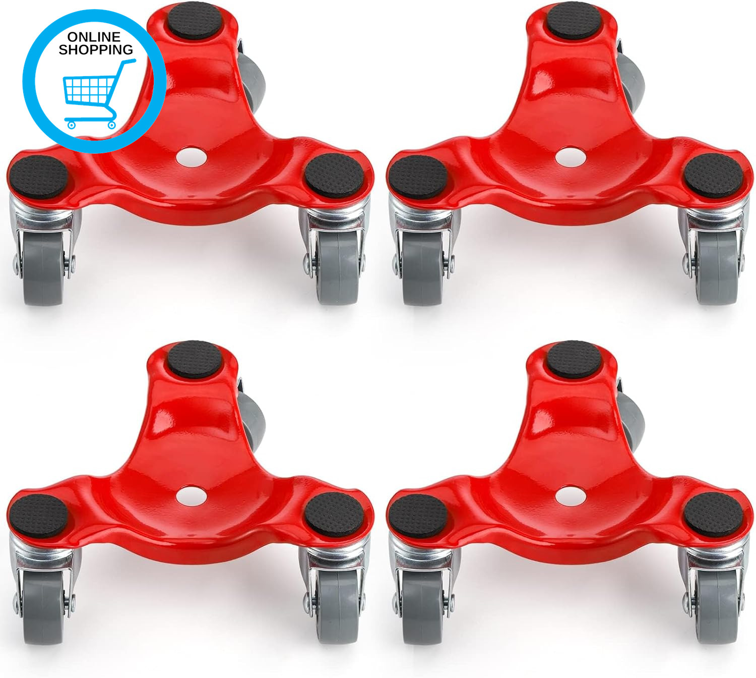 4 Pack 6-Inch Steel Tri-Dolly, 200 Lbs / 90 Kg Load Capacity 3 Wheel Mover'S Dol