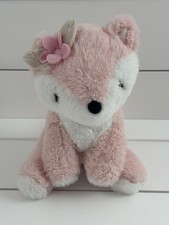 LAMBS IVY Plush Fox Pink White Stuffed Lovey Toy Flower 9"
