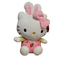 Hello Kitty By Sanrio 2023 Bunny Ears Strawberry Print Plush NWT Spring Easter