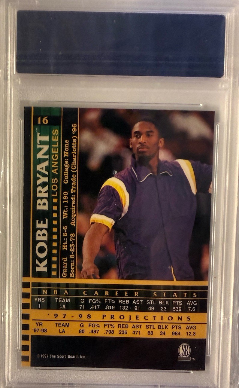 Kobe Bryant 1997 Score Board Player's Club #16 PSA 10 view 2