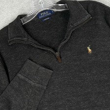 Polo Ralph Lauren Estate Rib Quarter Zip Pullover Mens S Gray Heather Mock Neck