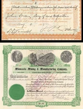 Minnesota Mining and Manufacturing Co. signed by John Dwan & E.B. Ober - 1905 or