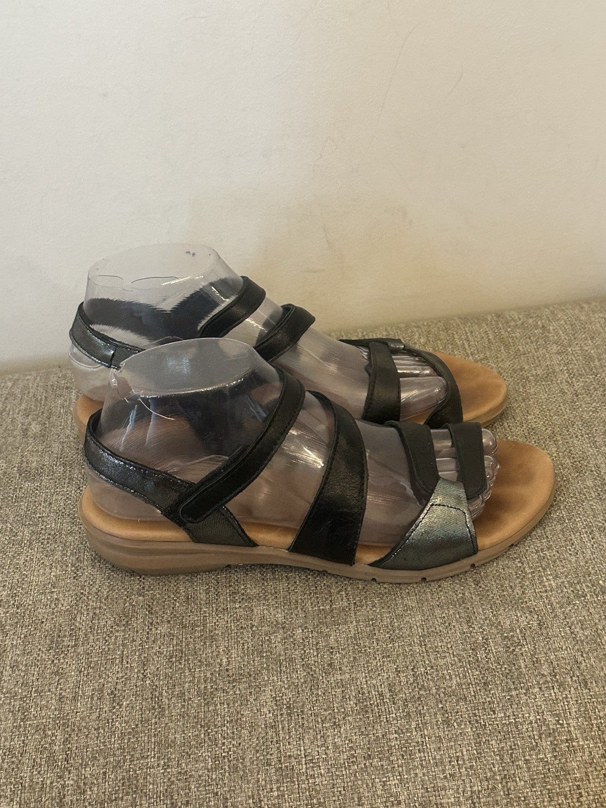 Tamaris  Black Leather  Slingback Sandals Size 38=7