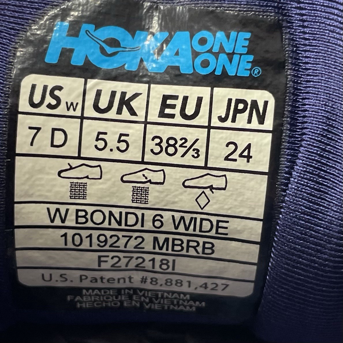 Hoka One One Bondi 6 Running Shoes Womens Size 7 D Marlin/Blue Ribbon Athletic thumbnail 8