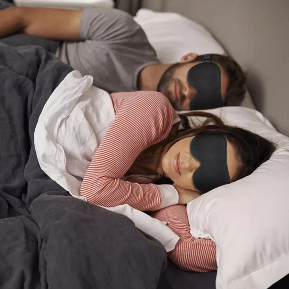 3D Travel Silk Eye Mask Sleeping Soft Padded Shade Cover Rest Relax Blindfold - Image 2 of 4