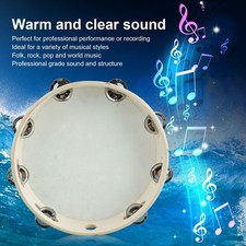Tambourine Kids Adults Hand Clap Drum Music Early Education Toy Wood Color White