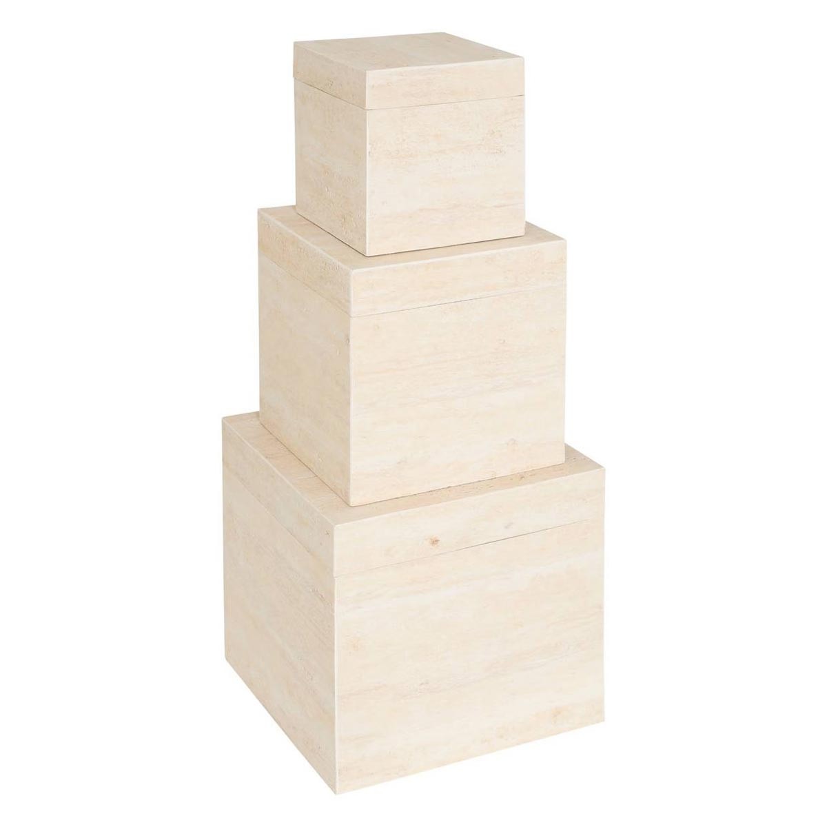 Boîtes de rangement Tineo beige 33cm le lot de 3 bacs cubiques