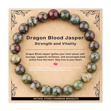 8mm Handmade Dragon Blood Jasper Elastic Bracelet   Natural Gemstone for Strengt