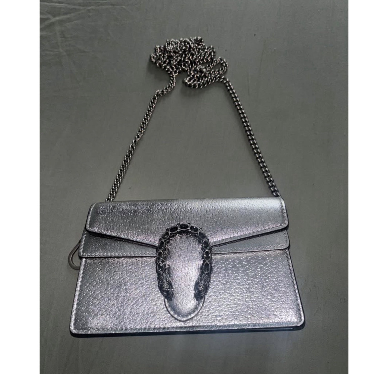 Gucci Dionysus Metallic Silver Shoulder Bag Chain Strap Metal