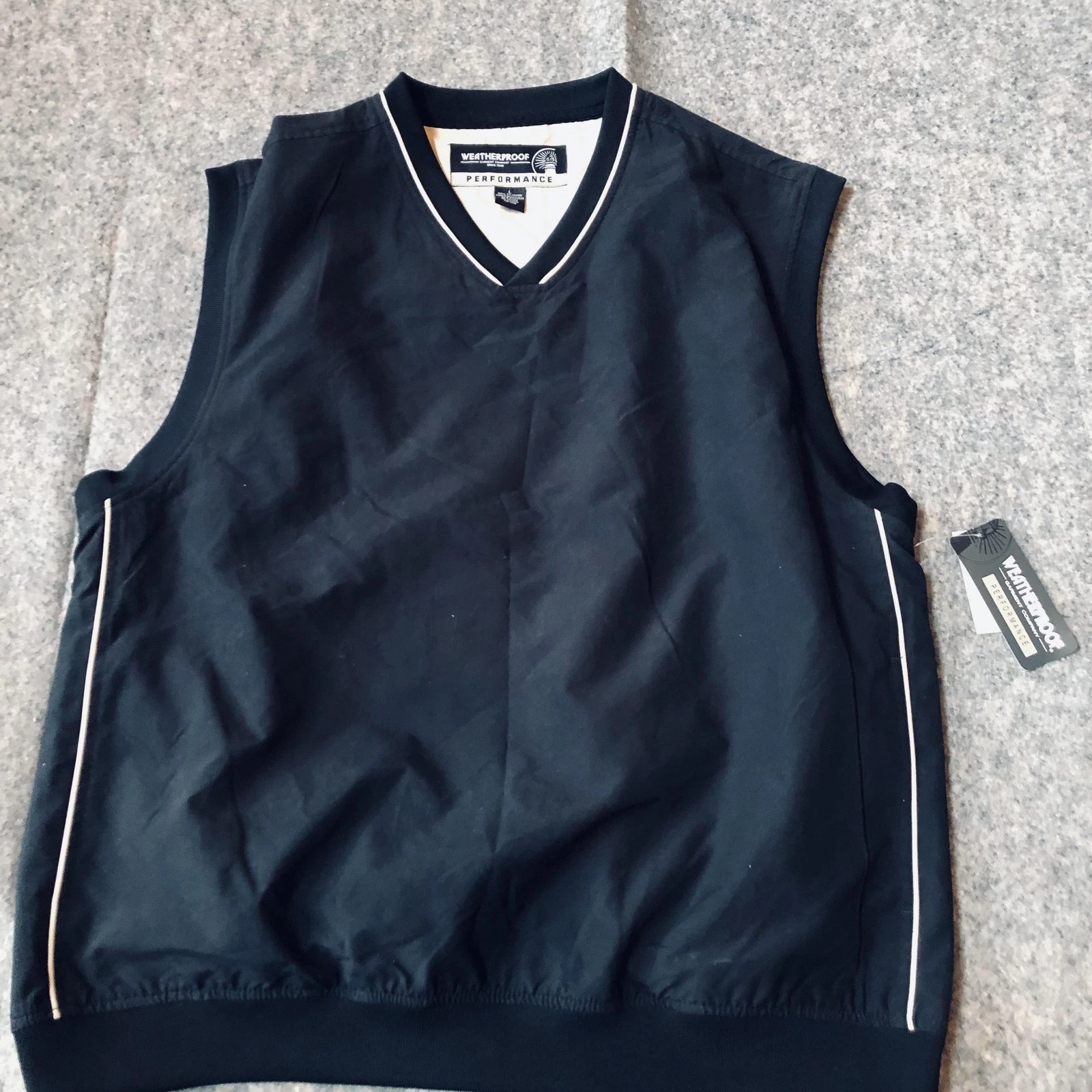 Weatherproof Pullover Vest Mens Large Black Performance Sleeveless Golf Athletic