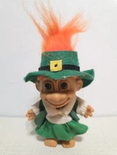 Vintage 5" Russ Troll Leprechaun Irish St Patrick's Day Orange Hair Brown Eyes 