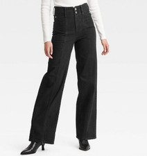 NWT Universal Thread Women's 4 High Rise Wide Leg Black Denim Jeans 36 NEW