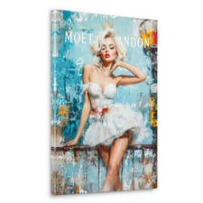 Marilyn Monroe Moet Leinwand Bild Wandbild Pop Art Glamour Modern Wohnzimmer