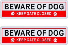 2 Pack Beware of Dog Sign, Aluminum, Keep Gate Closed Sign for Fence or Gate, 11