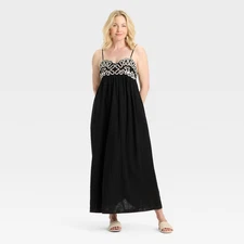 Women's Crewel Maxi A-Line Dress - A New Day