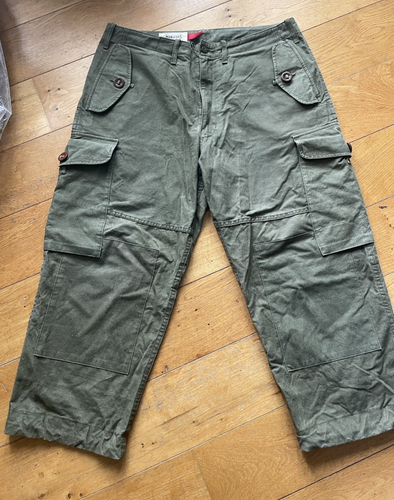 MONITALY 6 pocket CARGO Vintage army tent Pants SS15 Olive Green 36 Yuketen