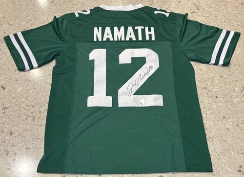 JOE NAMATH AUTOGRAPHED SIGNED CUSTOM NEW YORK JETS JERSEY GREEN NFL HOF