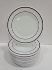 8 Vintage Pyrex Burgundy Band Stripe 6 3/4" Bread And Butter Plates Free S&H