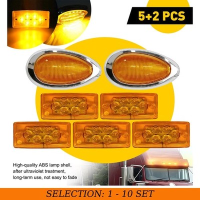7-70 Amber LED Roof Top&Side Marker Clearance Light For Freightliner Volvo Truck