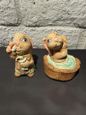 Vintage Pendelfin Pepiware Rabbit  Lot of 2 Ceramic Figurines EASTER READ