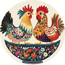 1pc Aluminum Wall Art - Vibrant Rooster Design with Floral Patterns, Perfect for