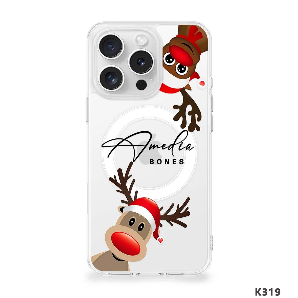 Capa de cristal com estampa de Natal para iPhone 16 Pro 14 15 17 Magsafe personalizada - Imagem 3 de 4