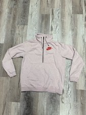 Nike Women  s Half Zip Pullover Sweatshirt Pink Sz Med Collared Mock Neck