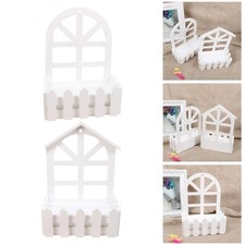 Wooden Picket Fence Artificial Flower Plant Pot DIY Plant Basket Creative Box